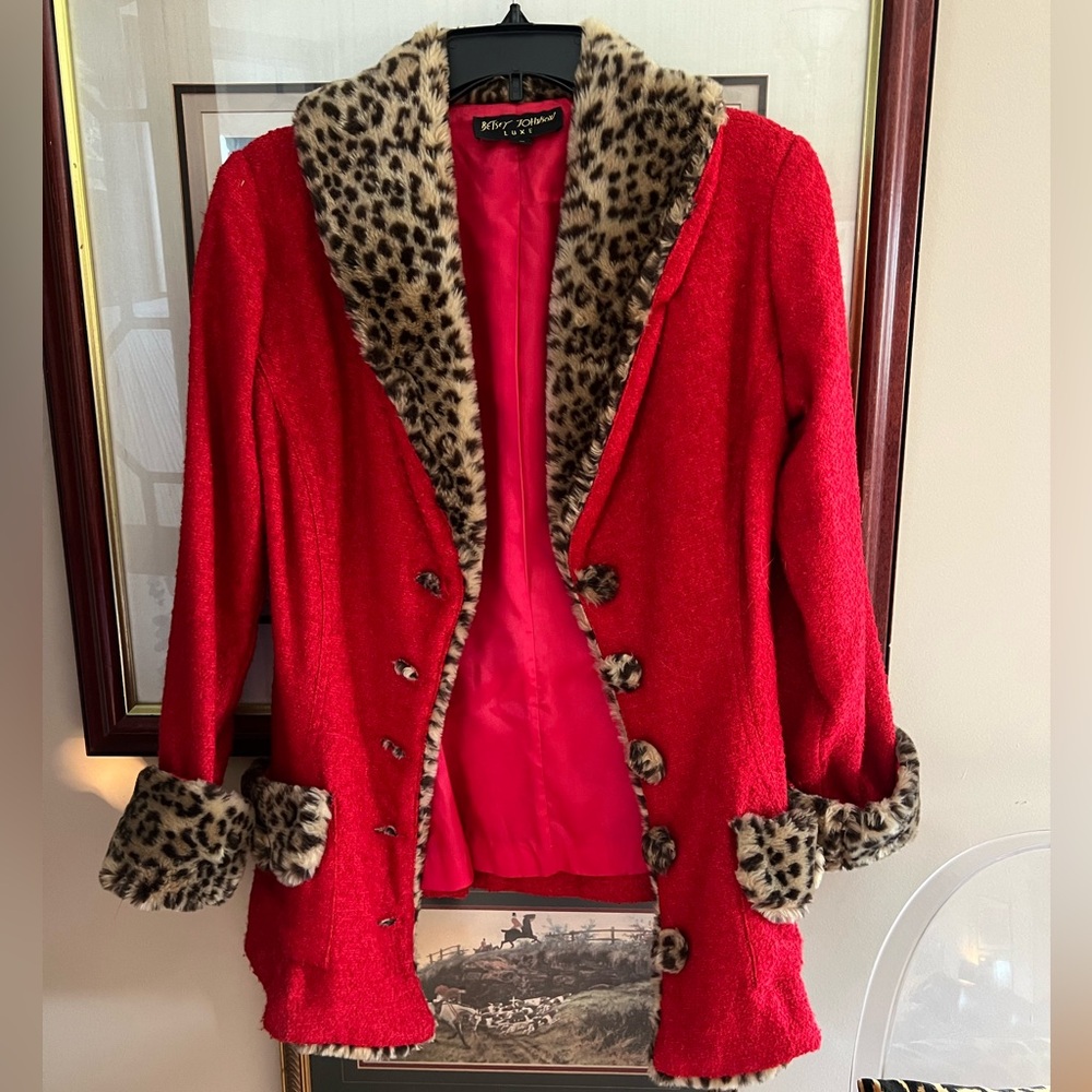Vintage Betsey Johnson Leopard Coat Jacket Sz Small